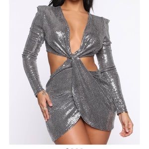 Silver sequin disco dress
